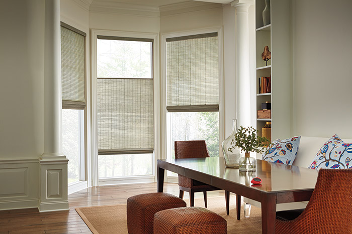 Roman shades in a dining room